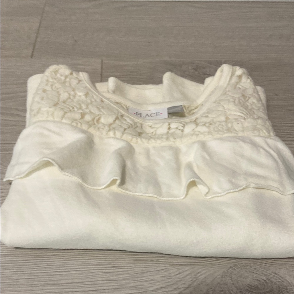 White Lace Ruffle Long Sleeve Top - Picture 5 of 5